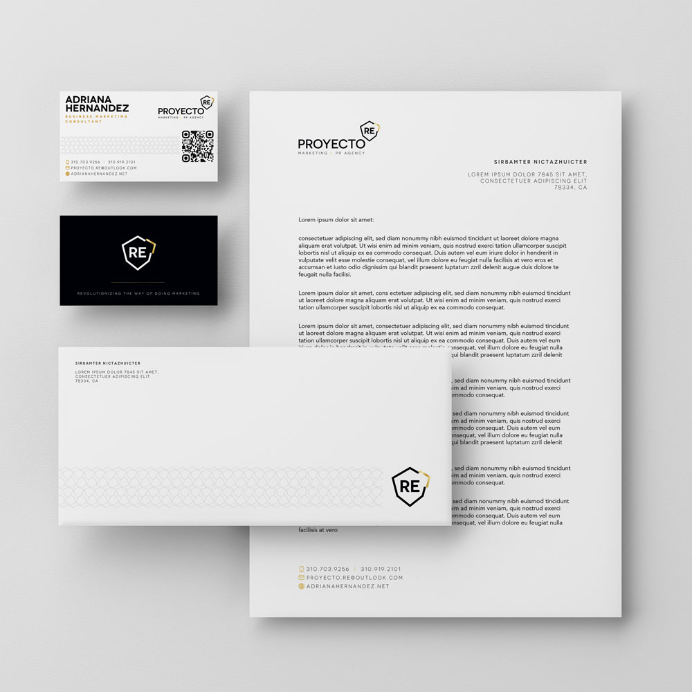 Membretes para identidad orporativa de Proyecto Re Los Angeles Califoria realizado por icame