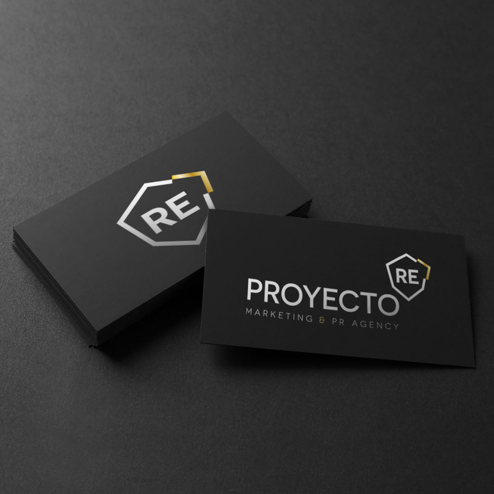 Business card para la identidad corporativa de Proyecto RE Los Angeles California realizado por icame